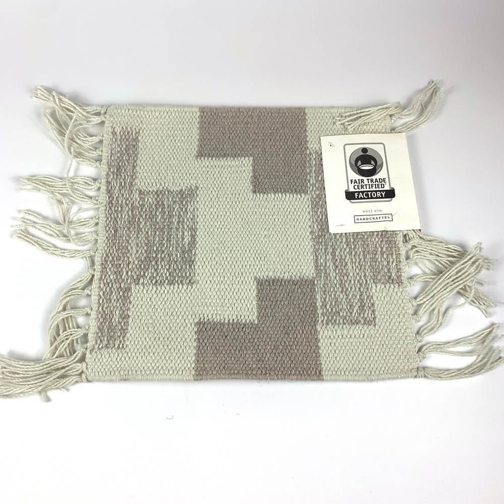 West Elm‎ Rug Sample 19x12" 100% Polyester Fair Trade Handcrafted in India READ!